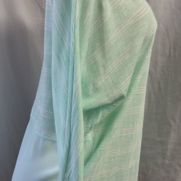 BANANA REPUBLIC GREEN MINT-WHITE STRIPED LAYERED BACK KNIT TOP SIZE: M NWT - Picture 5 of 5